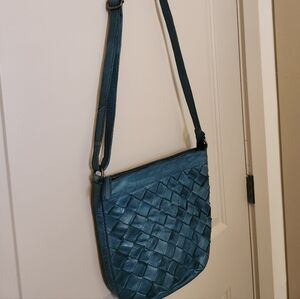 Genuine Leather Teal Leather Crossbody Bag Purse